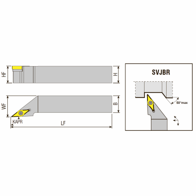 DB-P-SVJBR1212F11 Державка токарная SVJBR 1212 F11 правая Debever Premium
